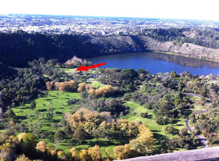 Location of the show &amp; shine from the tower. Mt.Gambier in the background